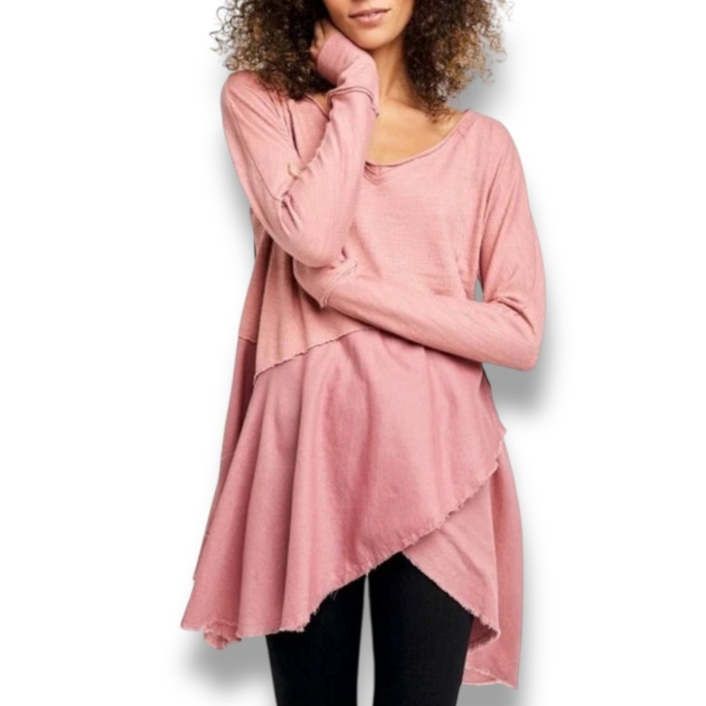 We The Free Coming In Hot Long Sleeve Tunic Trapeze Hem V Neck Oversized Size S - Picture 13 of 13